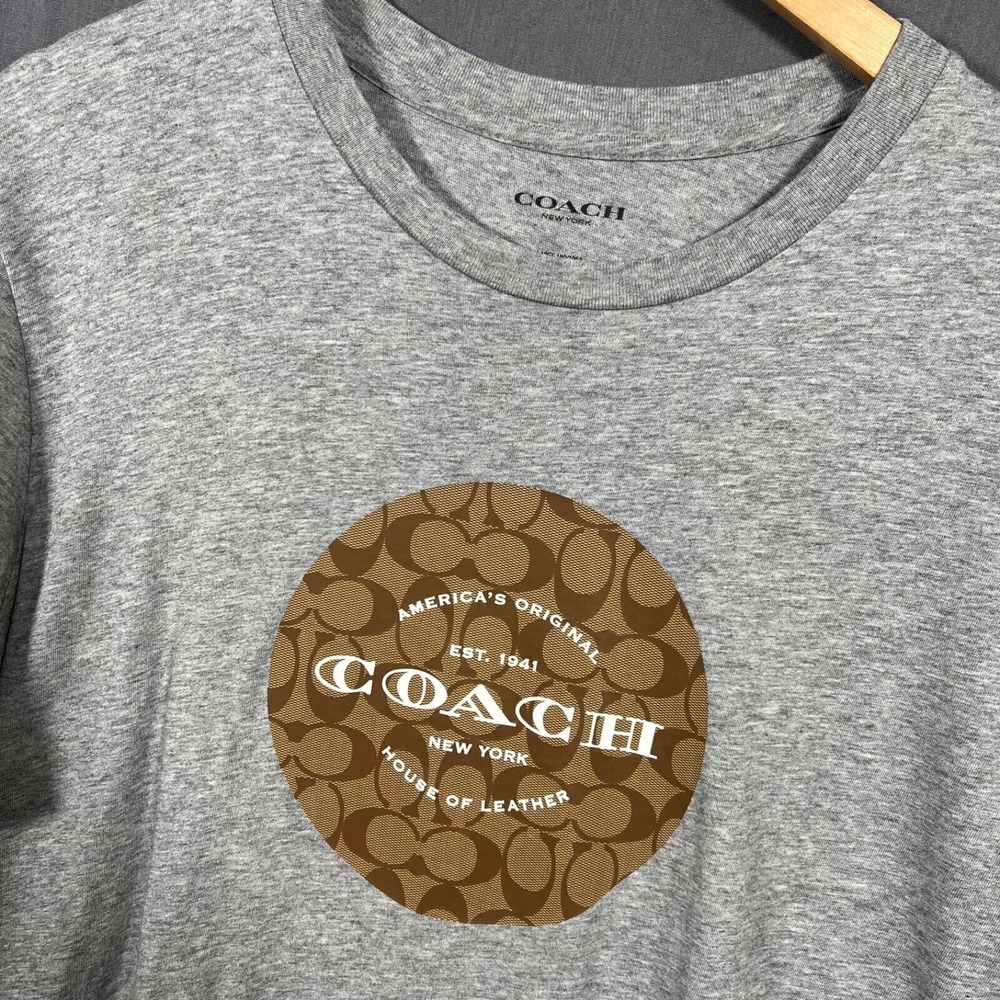Coach Shirt Mens L Gray Signature‎ Print Logo House Of Leather New York Designer